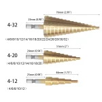 3 Pcs Cone Drill Bits for Metal Wood Plastic High Speed Steel Titanium Coated Metric Step Drill Bit Set (4-12mm, 4-20mm, 4-32mm)