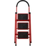 3 Step Foldable Ladder, Folding Step Stool with Wide Anti-Slip Pedal, Household Steps Sturdy, Steel Ladder, Convenient Handgrip, Portable Steel Step Stool
