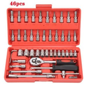 46pcs Ratchet Wrench Socket Professional Auto Repair Combination Kit