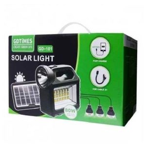 GDTIMES Solar Lighting System Kit With 3 LED Lights,