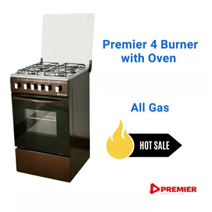 Premier 4 Gas Burner Cooker With Oven Auto Ignition Standing All Gas Cooker