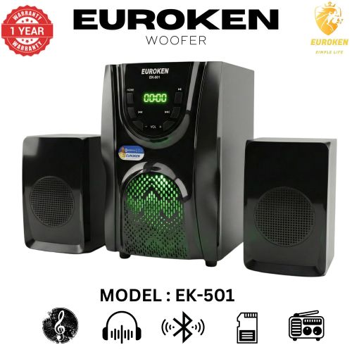 Euroken EK-501 2.1 Channel High Quality Woofer System - 1200W PMPO Home Theater - Bluetooth Speaker with Super Bass & FM Radio