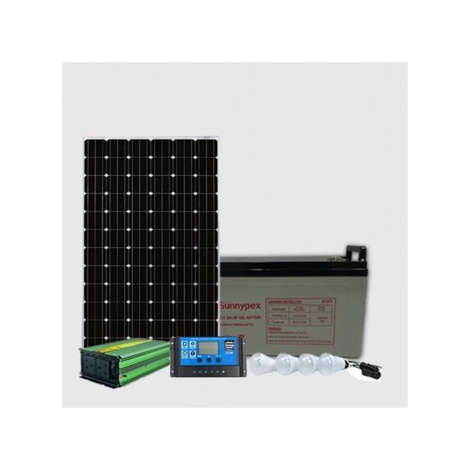 Sunnypex 250 WATTS HOME USE SOLAR FULLKIT.250WATTS SOLAR PANEL+150AH BATTERY+20A CONTROLLER+4 BULBS.