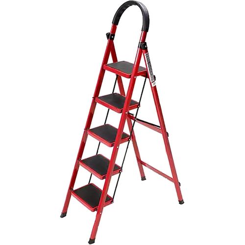 5 Step Ladder, Folding Step Stool Wide Anti-Slip Pedal, Sturdy Aluminium Ladder, Convenient Handgrip, Portable Aluminium Step Stool
