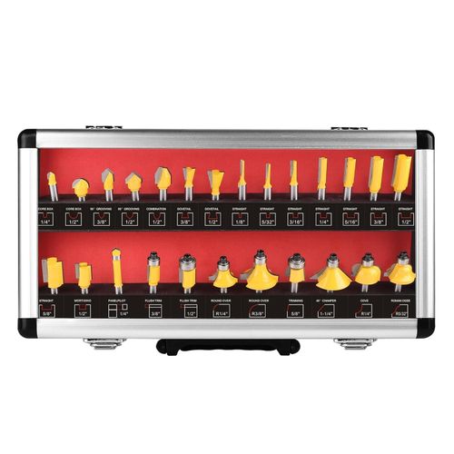 24-Piece Router Bit Set, With Aluminum Storage Case Tungsten Carbide Router Bits For Woodworking Tool