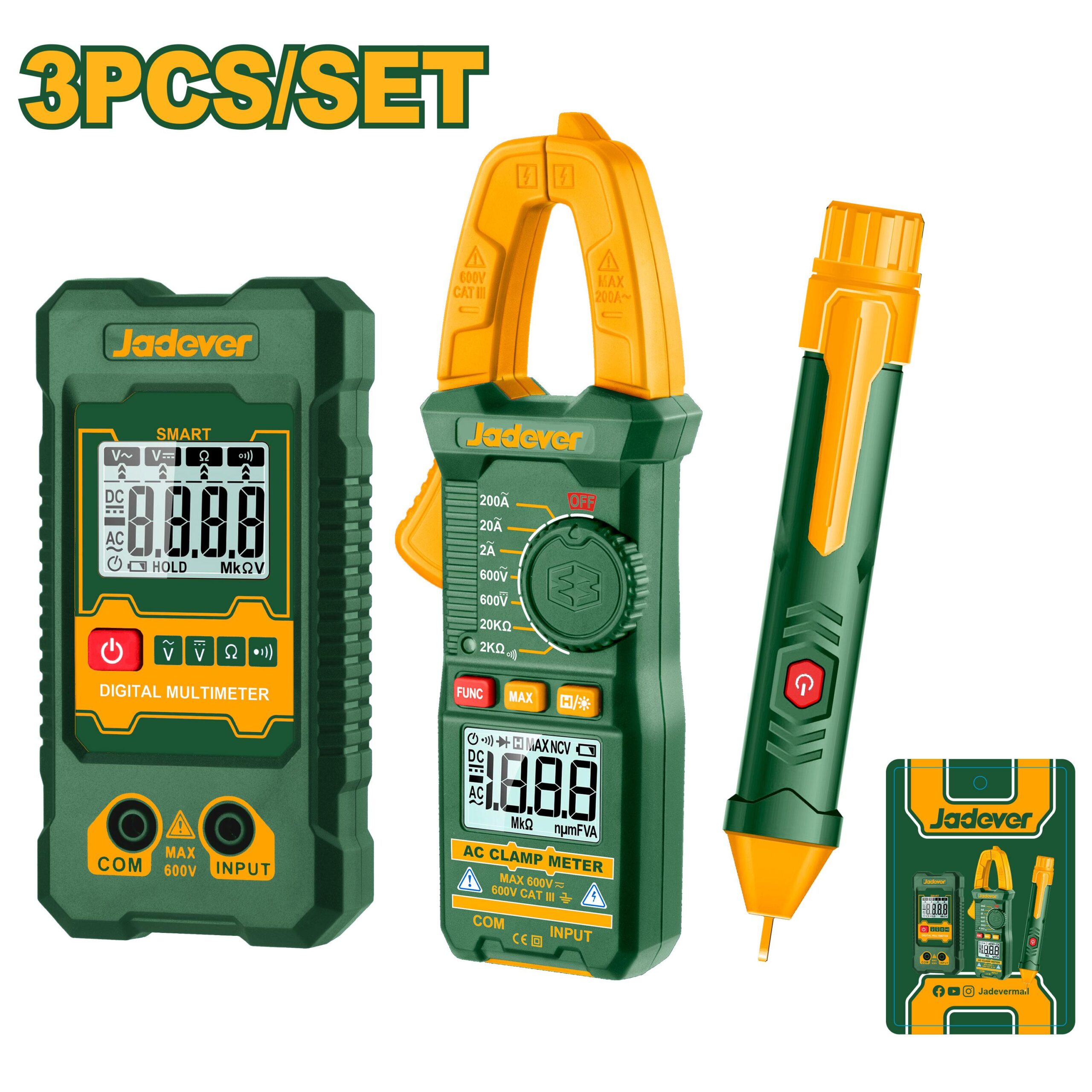 Jadever Electrical Test Kit - Digital Multimeter, Clamp Meter, Voltage Detector