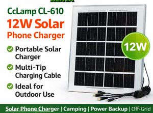 CcLamp 12W Portable Solar Panel Phone Charger, Mobile Charge Solar Panel with Multiple Connectors